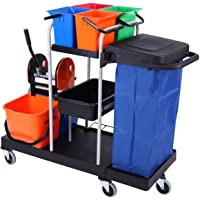 Yonntech 3 pisos Conjunto Carro de Limpieza Carro de servicio con cubos Carro con ruedas para colectividades hoteles…